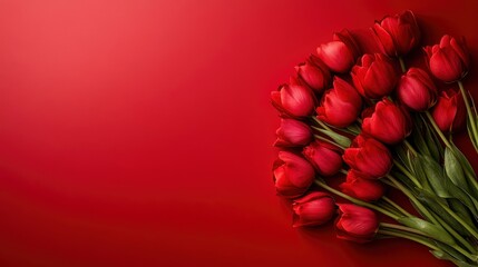 Canvas Print - Red Tulips on a Red Background