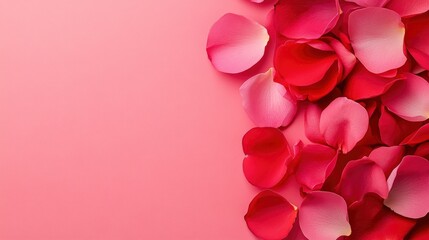 Canvas Print - Pink and Red Rose Petals on Pink Background