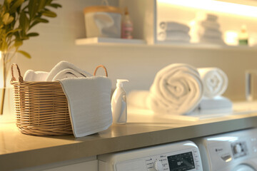 Wall Mural - Laundry Room Featuring White Clothes and Clean Surfaces