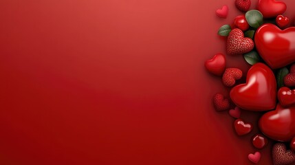 Canvas Print - Red Hearts on a Red Background