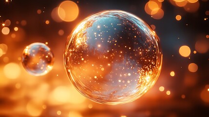 Wall Mural - Abstract glowing orb with bokeh background.