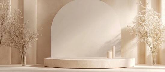 Poster - Luxury minimalist backdrop for premium products featuring an elegant podium abstract minimal design and clean blank space presented in a 3D render