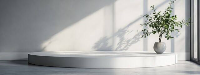 Poster - New item displayed on a sleek white pedestal 3D rendering 3D illustration