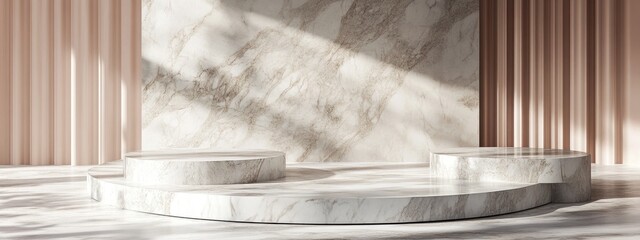 Poster - Marble stone showcase featuring platforms for product advertising and presentations 3D rendering of a marble podium stage