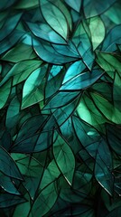 Canvas Print - Abstract leaf pattern in shades of green