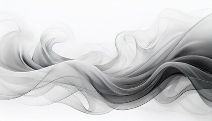 Wall Mural - Elegant wisps of smoke rising in a gentle wave pattern, isolated on a white background, with