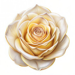 Beautiful yellow rose flower in realistic style with delicate petals