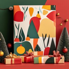 Poster - A festive arrangement featuring colorful gift wrapping and holiday decorations.