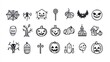 © Frame Stocks - halloween many vector icons outline with white background