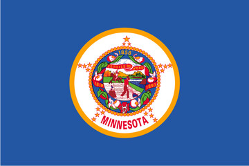 Wall Mural - Minnesota State Flag vector illustration with actual colors palette for state