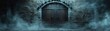© nattapon - An old, wooden door set in a medieval stone wall, surrounded by eerie fog perfect for fantasy or horror themes, atmospheric storytelling, and historical contexts,
