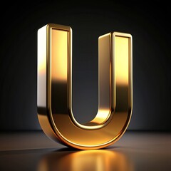 Wall Mural - Golden U Letter 3D Rendering, Gold, Letter, 3d rendering