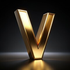 Poster - Golden V - 3D Rendered Letter on Black Background, 3d rendering, gold letter, golden letter