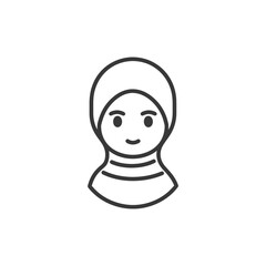 Sticker - Line Drawing of a Woman Wearing a Headscarf