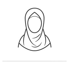 Sticker - Line Drawing of a Woman Wearing a Headscarf