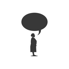 Wall Mural - Silhouette of a woman with a speech bubble above her head