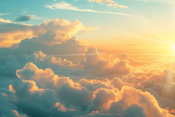 Wall Mural - Breathtaking Sunrise Over Fluffy Clouds