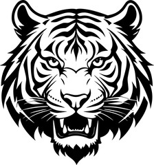  Furious Tiger head icon isolated on white background 