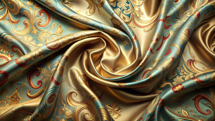 Wall Mural - seamless silk texture with elegant patterns in rich colors and soft lighting