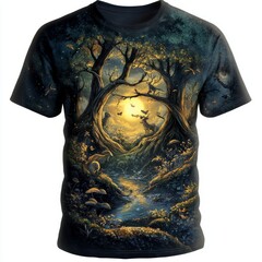 Canvas Print - A mystical forest scene on a t-shirt design.