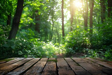 Wall Mural - Serene Forest Pathway with Sunlight Filtering Through Trees