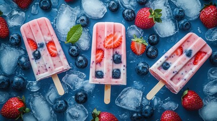 Canvas Print - banner idea healthy breakfast idea -delicious yogurt berry popsicles make your morning fun and nutritious with this homemade treat