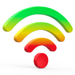 Wifi wireless network green and red colorful 3d icon symbol isolated