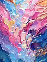 Sticker - Abstract swirls of pink, blue, and gold