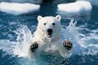 © Наталья Бойко - A polar bear splashes joyfully in icy waters while hunting for fish during the summer months