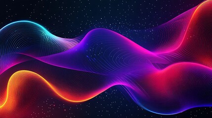 Abstract Background with glowing curves. Shiny mowing lines design element. Modern colorful gradient design for banner, ads and presentation. Futuristic technology concept. Generative Ai