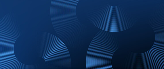 circle lines abstract vector background. minimal geometric circular dark blue pattern. technology de
