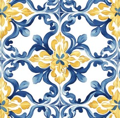 Classic Vietri tile from the Amalfi Coast, Italian, with lemons and decorations