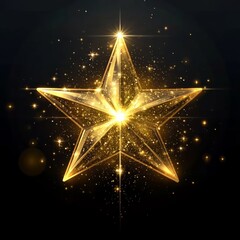 Poster - A sparkling golden star with a radiant glow and shimmering effects.