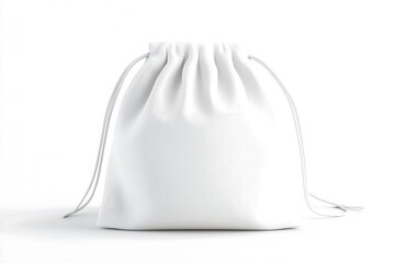 Wall Mural - Minimalistic White Drawstring Bag Isolated on Clean Background