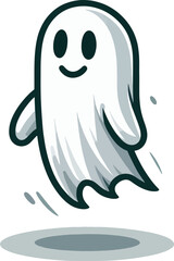 Sticker - halloween cartoon ghost vector