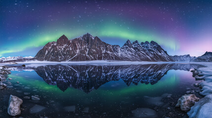 Wall Mural - The Aurora Borealis lights up in the Night Sky