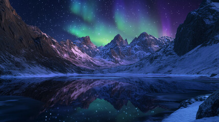 Wall Mural - The Aurora Borealis lights up in the Night Sky