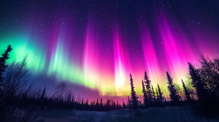 Wall Mural - The Aurora Borealis lights up in the Night Sky