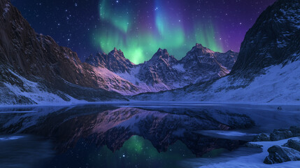 Wall Mural - The Aurora Borealis lights up in the Night Sky