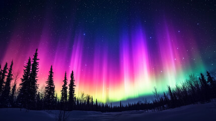 Wall Mural - The Aurora Borealis lights up in the Night Sky