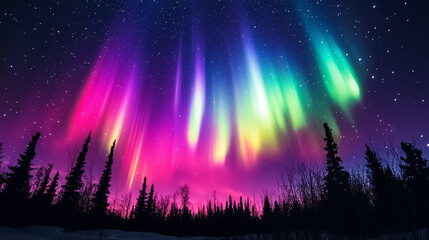 Wall Mural - The Aurora Borealis lights up in the Night Sky