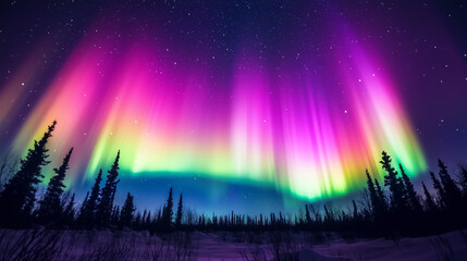 Wall Mural - The Aurora Borealis lights up in the Night Sky
