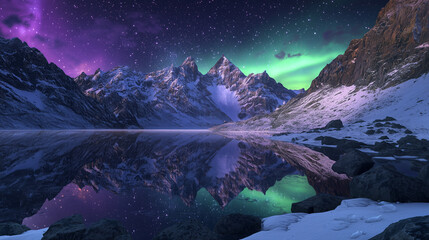 Wall Mural - The Aurora Borealis lights up in the Night Sky