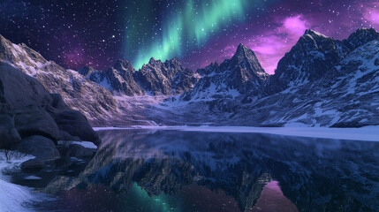 Wall Mural - The Aurora Borealis lights up in the Night Sky