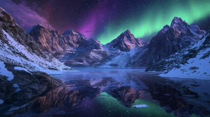 Wall Mural - The Aurora Borealis lights up in the Night Sky