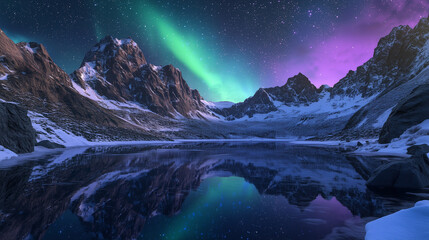 Wall Mural - The Aurora Borealis lights up in the Night Sky