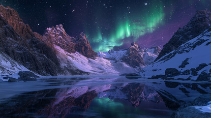 Wall Mural - The Aurora Borealis lights up in the Night Sky