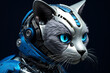 © zgurski1980 - Portrait of a white and blue cybernetic cat, close up