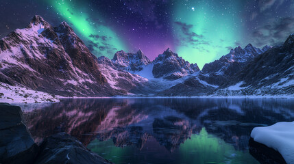 Wall Mural - The Aurora Borealis lights up in the Night Sky