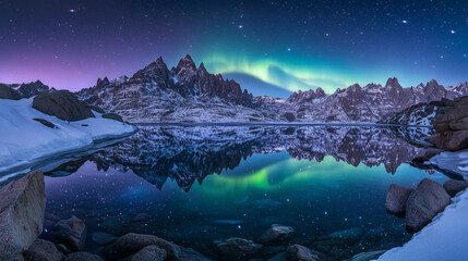 Wall Mural - The Aurora Borealis lights up in the Night Sky